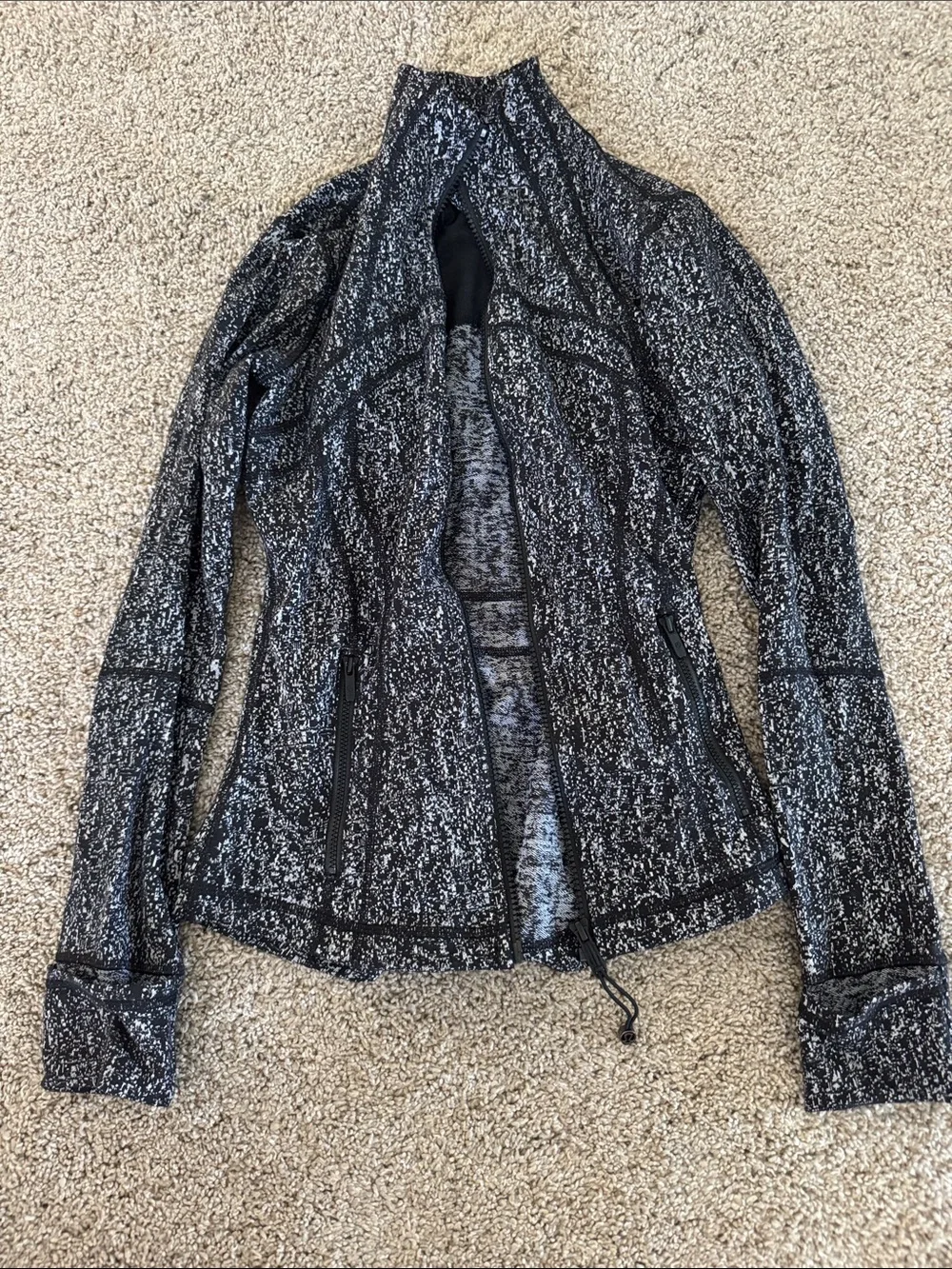 lululemon athletica Black & White Marled Zip-Up Active Jacket